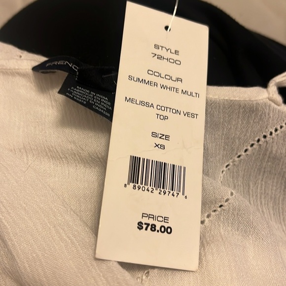 🖤French Connection Melissa Vest Embroidered Floral Cotton Top XS NWT - Picture 6 of 7